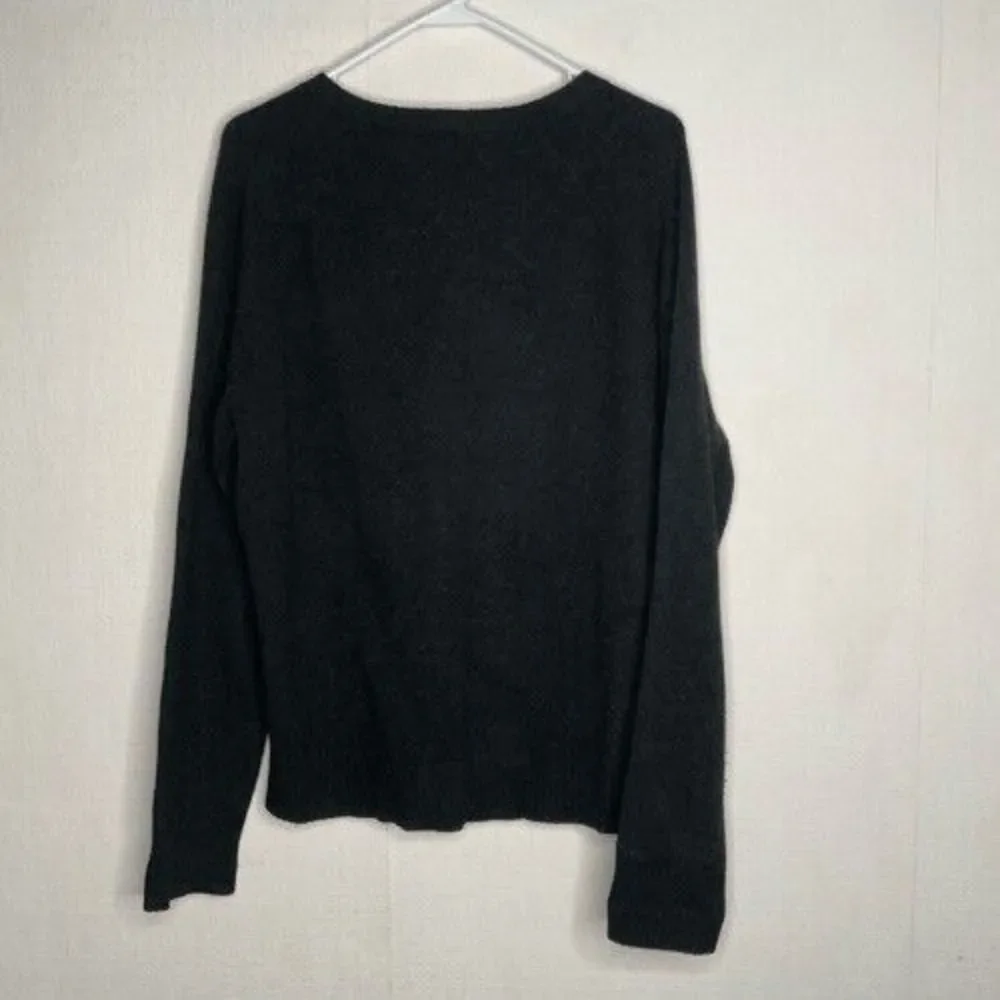 Vintage J. Crew V-Neck Sweater Mens Size Large Black Lambswool Knit Pullover Y2K